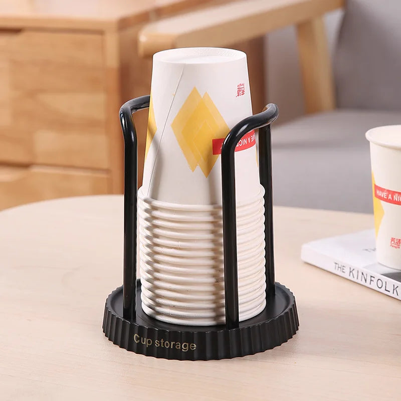 Disposable Cup Storage Holder Water Tea Cups Dispenser Rack Shelf with Longer Stick Mug Display Stand Home Organizer