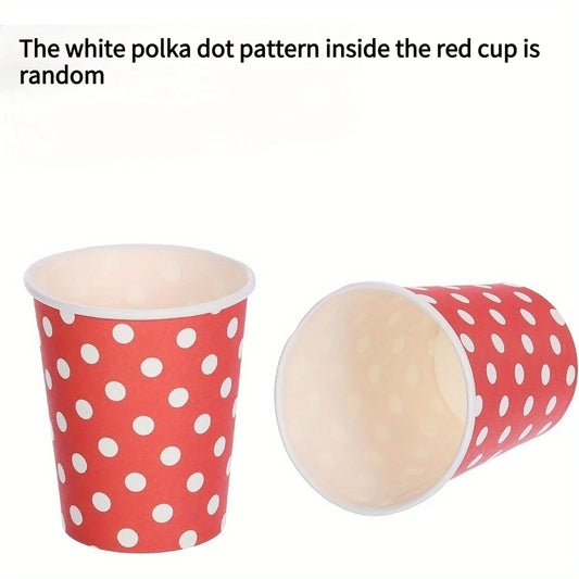 48pcs Disposable Paper Cups with Red & White Polka Dots - Perfect for Coffee, Tea, Milk| Playful Design |Coffee Cup Accessories