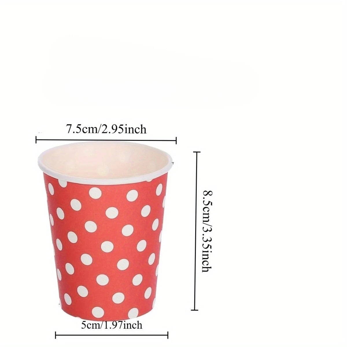 48pcs Disposable Paper Cups with Red & White Polka Dots - Perfect for Coffee, Tea, Milk| Playful Design |Coffee Cup Accessories