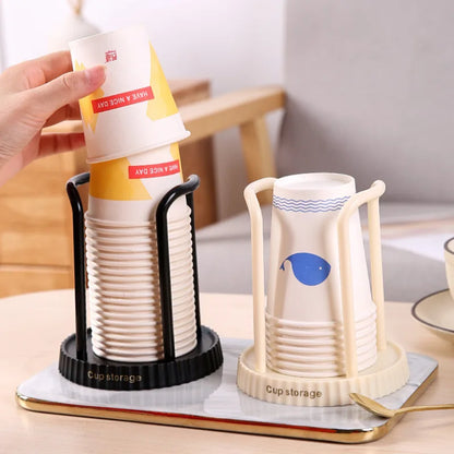 Disposable Cup Storage Holder Water Tea Cups Dispenser Rack Shelf with Longer Stick Mug Display Stand Home Organizer