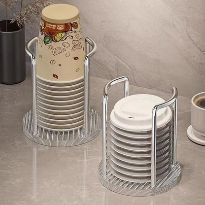 Disposable Cup Storage Holder Water Tea Cups Dispenser Rack Shelf with Longer Stick Mug Display Stand Home Organizer