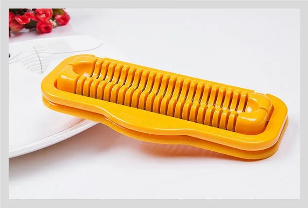 1PC New Helper Kitchen Tool Steel Manual Fancy Sausage Yellow Cutter safe Hot Dog Slicer Dicer Plastic Gadget Accessory OK 0491