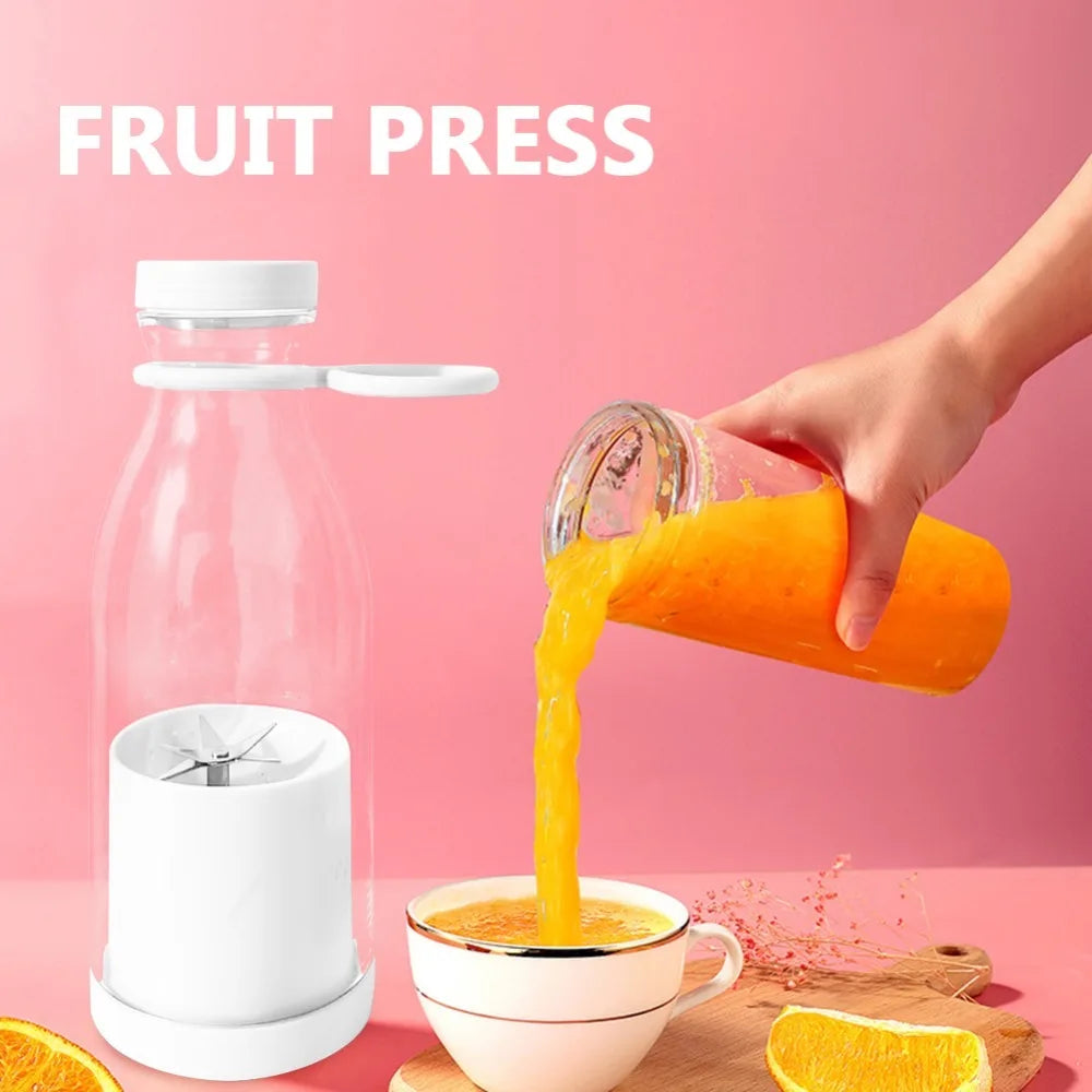 USB Charging Portable Mini Juice Blender Cup Electric Rechargeable with 6 Blades Bottle Design for Travel Office Home Use
