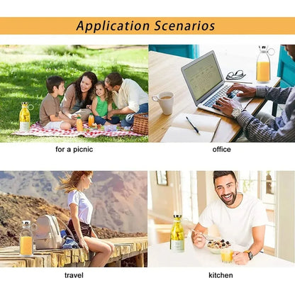 USB Charging Portable Mini Juice Blender Cup Electric Rechargeable with 6 Blades Bottle Design for Travel Office Home Use