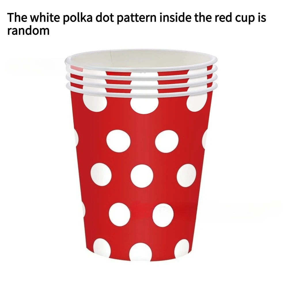 48pcs Disposable Paper Cups with Red & White Polka Dots - Perfect for Coffee, Tea, Milk| Playful Design |Coffee Cup Accessories