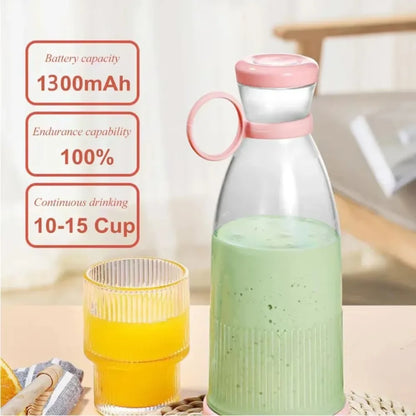 USB Charging Portable Mini Juice Blender Cup Electric Rechargeable with 6 Blades Bottle Design for Travel Office Home Use