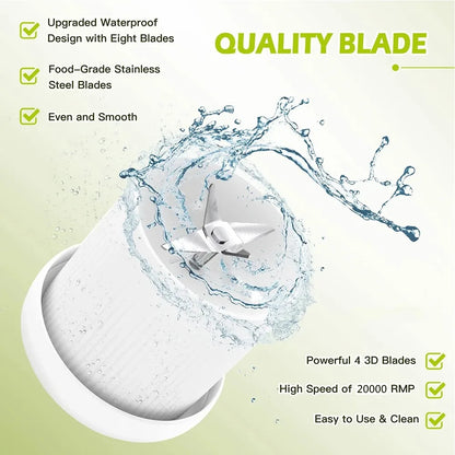 USB Charging Portable Mini Juice Blender Cup Electric Rechargeable with 6 Blades Bottle Design for Travel Office Home Use
