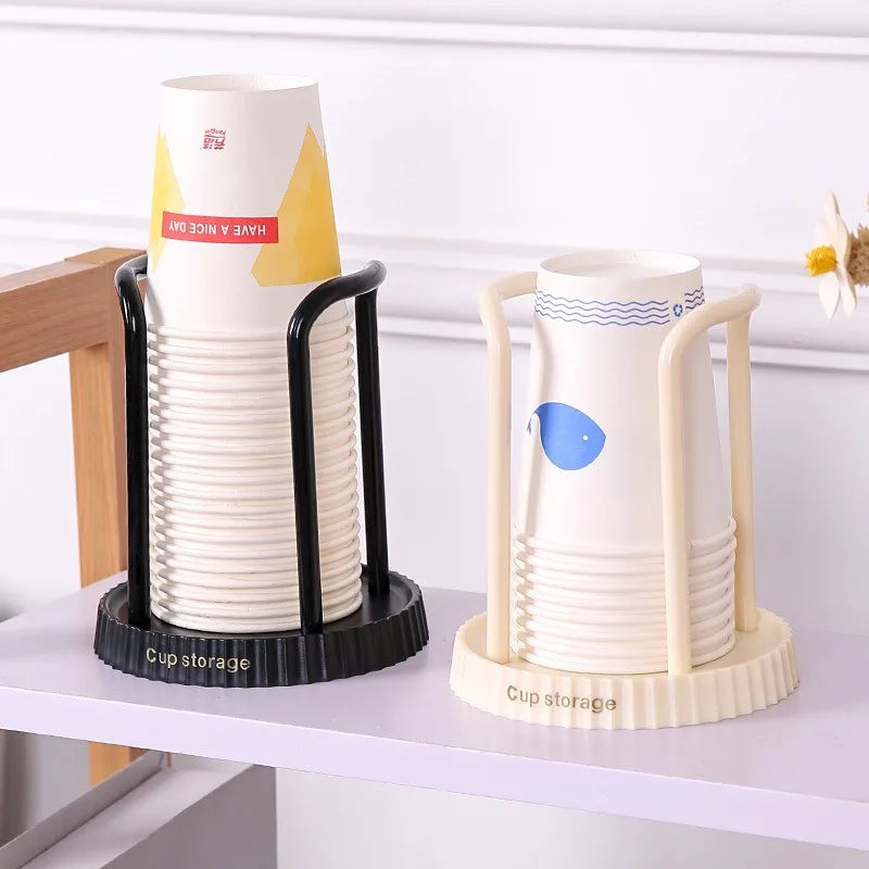 Disposable Cup Storage Holder Water Tea Cups Dispenser Rack Shelf with Longer Stick Mug Display Stand Home Organizer