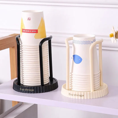 Disposable Cup Storage Holder Water Tea Cups Dispenser Rack Shelf with Longer Stick Mug Display Stand Home Organizer