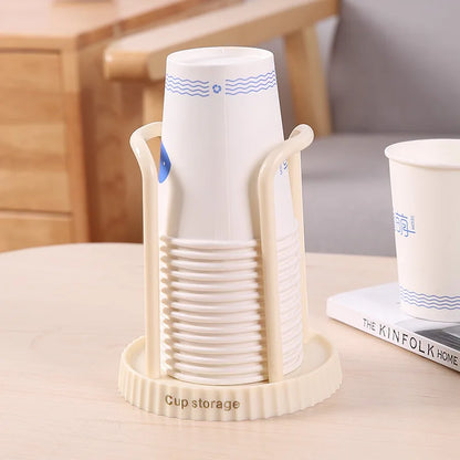 Disposable Cup Storage Holder Water Tea Cups Dispenser Rack Shelf with Longer Stick Mug Display Stand Home Organizer