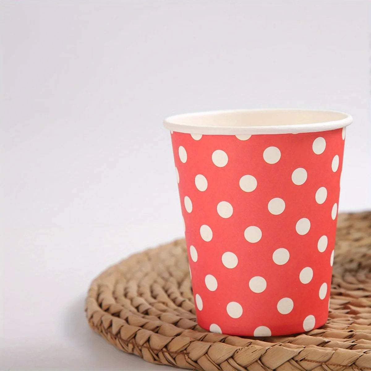 48pcs Disposable Paper Cups with Red & White Polka Dots - Perfect for Coffee, Tea, Milk| Playful Design |Coffee Cup Accessories