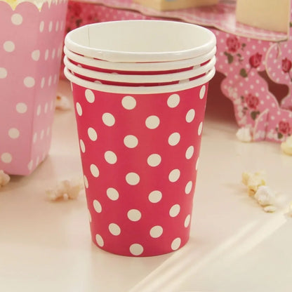 48pcs Disposable Paper Cups with Red & White Polka Dots - Perfect for Coffee, Tea, Milk| Playful Design |Coffee Cup Accessories